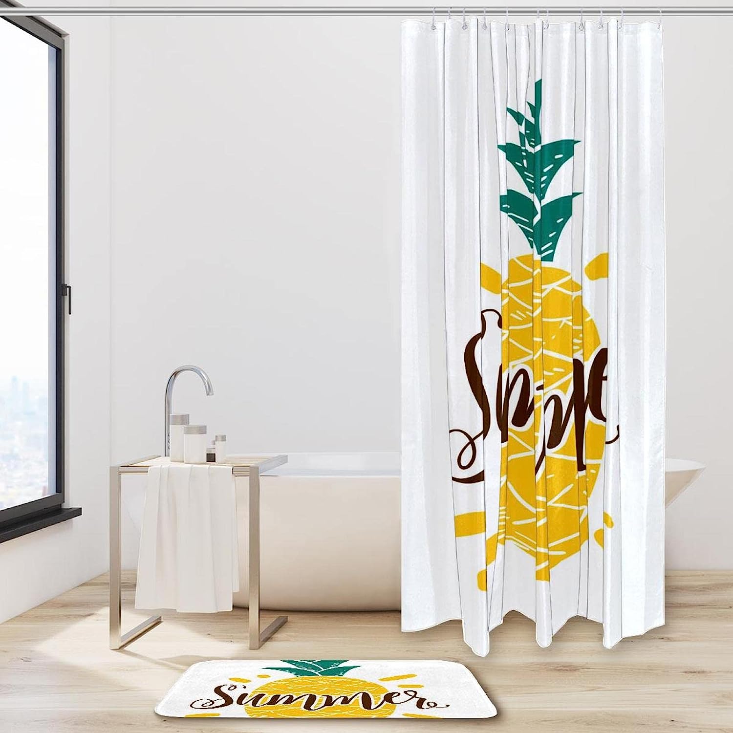 Pineapple Shower Curtain for Summer Bathroom Decor
