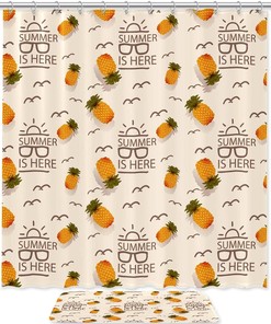 Pineapple Shower Curtain for Summer Fruits Bathroom 