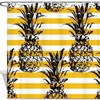 Pineapple Stripes on Yellow and White Shower Curtain for Bathroom Decor