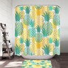 Pineapple Theme Green And Yellow Shower Curtain For Tropical Bathroom Decor 