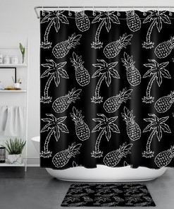 Pineapple Themed Waterproof Fabric Shower Curtain
