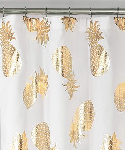 Pineapple Toss Gold Shower Curtain- Fun and Chic Option for Any Bathroom Decor