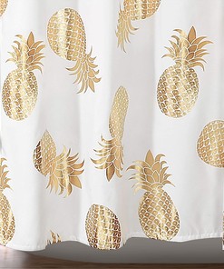 Pineapple Toss Gold Shower Curtain- Fun and Chic Option for Any Bathroom Decor