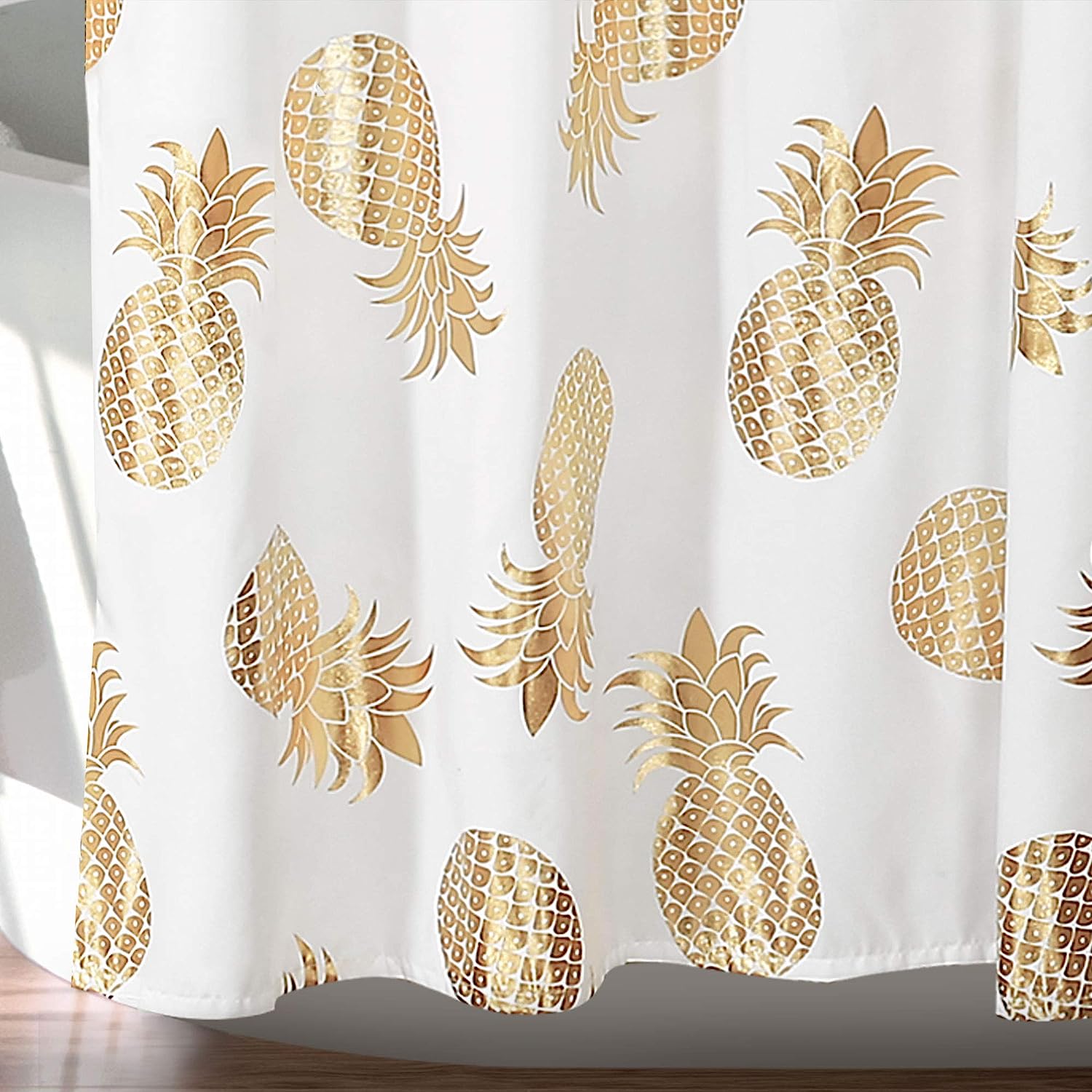 Pineapple Toss Gold Shower Curtain- Fun and Chic Option for Any Bathroom Decor