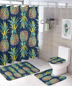 Pineapple Tropical Fruit Shower Curtain, Waterproof Bathroom Decor by Vantaso