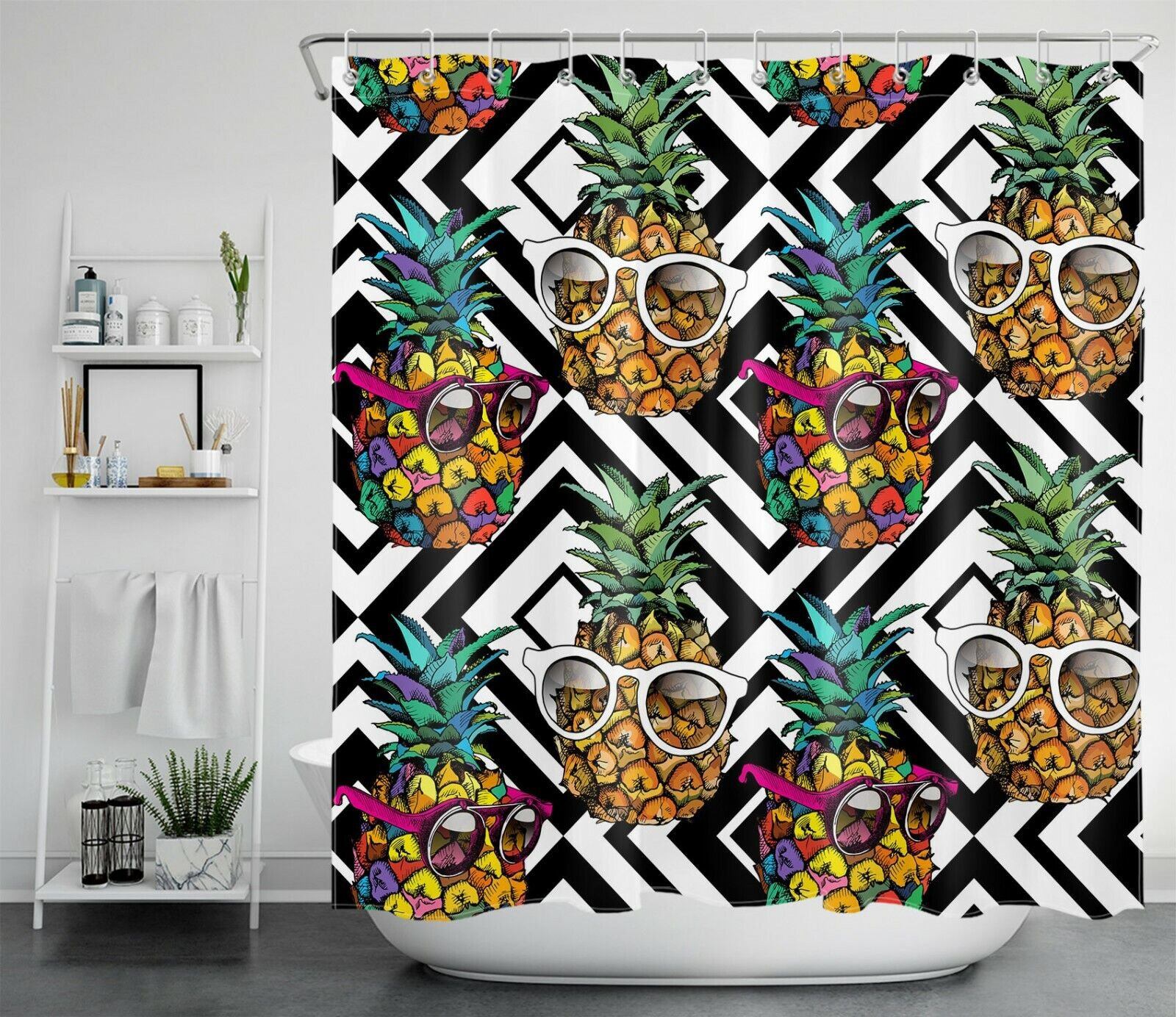Pineapple Tropical Print Shower Curtain For Bathroom - Image 2