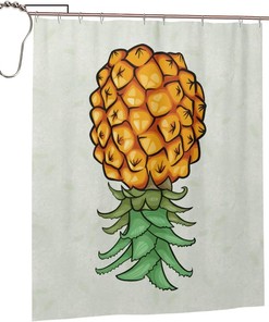 Pineapple Upside Down Shower Curtain Waterproof Bathroom Decor 72x60