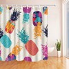 Pineapple Watercolor Fabric Shower Curtain, Summer Bathroom Decor