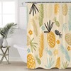 Pineapple and Palm Leaves Illustration Decorative Shower Curtain for Bathroom