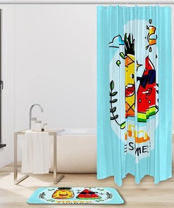 Pineapple and Watermelon Waterproof Bathroom Curtain