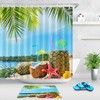 Pineapples And Palm Tree Fabric Shower Curtain - Perfect Beachy Decorr For Any Bathroom
