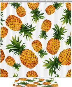Pineapples Fruit Shower Curtain for Summer Bathroom Decor 
