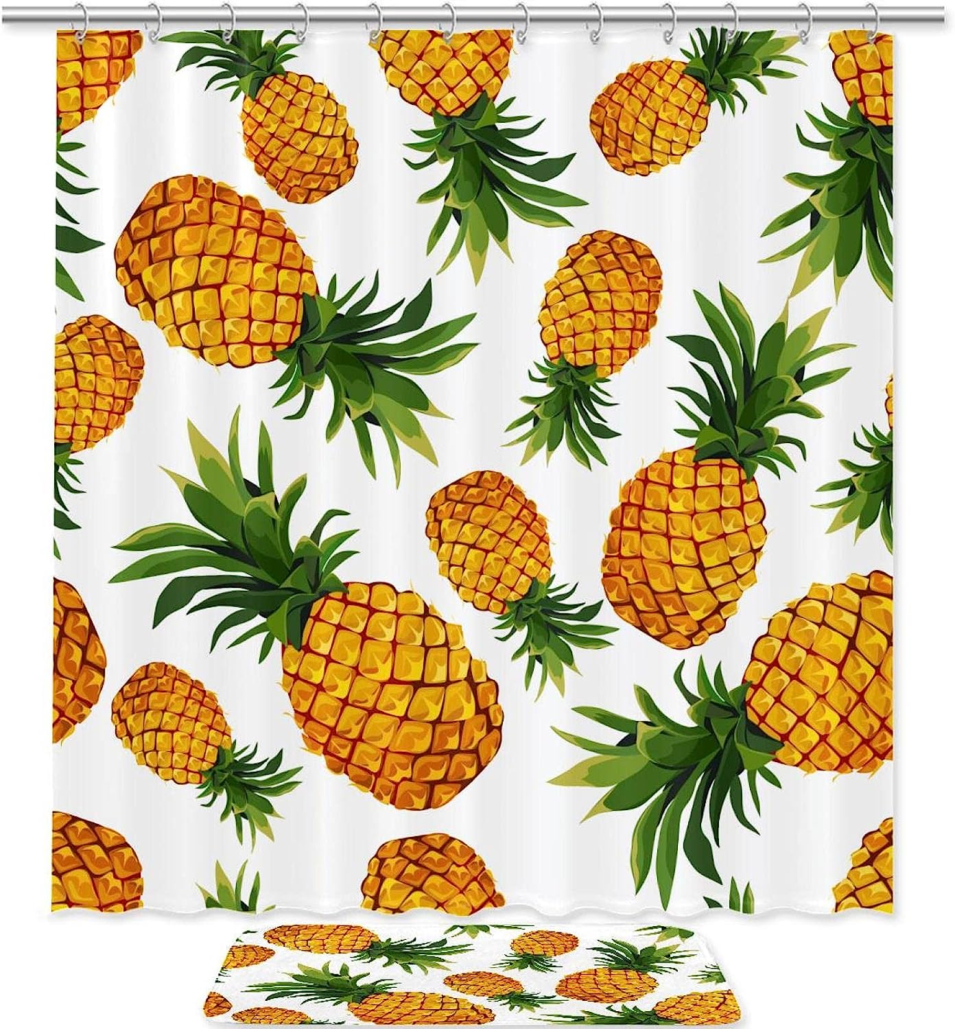 Pineapples Fruit Shower Curtain for Summer Bathroom Decor