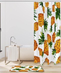 Pineapples Fruit Shower Curtain for Summer Bathroom Decor