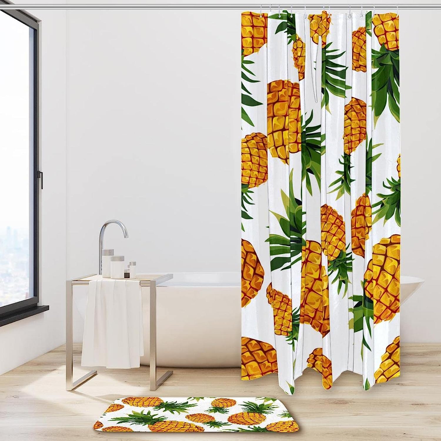 Pineapples Fruit Shower Curtain for Summer Bathroom Decor