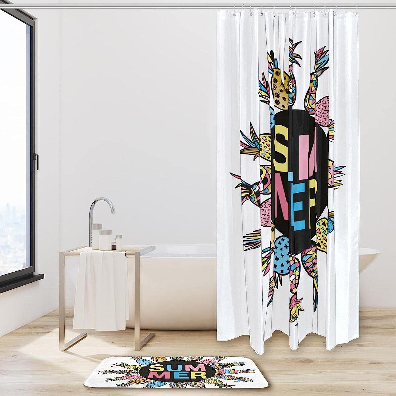 Pineapples Shower Curtain for Summer Bathroom Decor