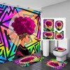 Pink And Black Bathroom Decor Set With African American Shower Curtain