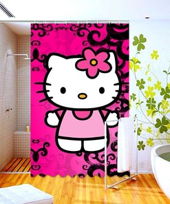 Pink And Red Hearts Waterproof Hello Kitty Shower Curtain To Enhance Your Bathroom Style