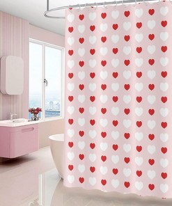 Pink And Red Little Heart Valentine'S Day Shower Curtain With Weighted Bottom For Romantic Love Theme Bathroom Home