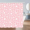 Pink And White Hearts Love Fabric Waterproof Shower Curtain For Your Elegant Bathroom