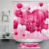 Pink And White Hearts Shower Curtain For A Delicate Valentine'S Day Bathroom
