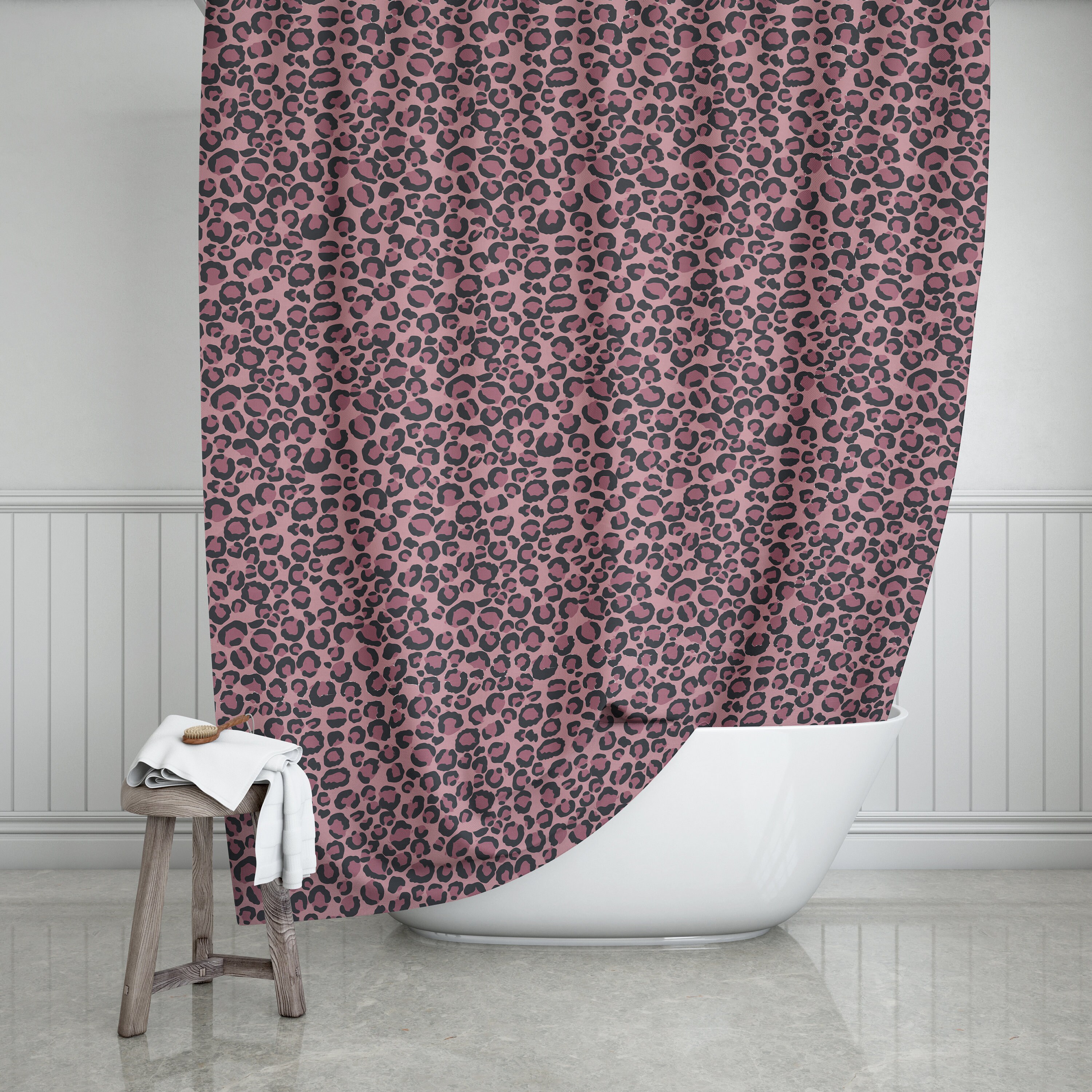 Pink Animal Print Shower Curtain for Glamorous Bathroom Decor