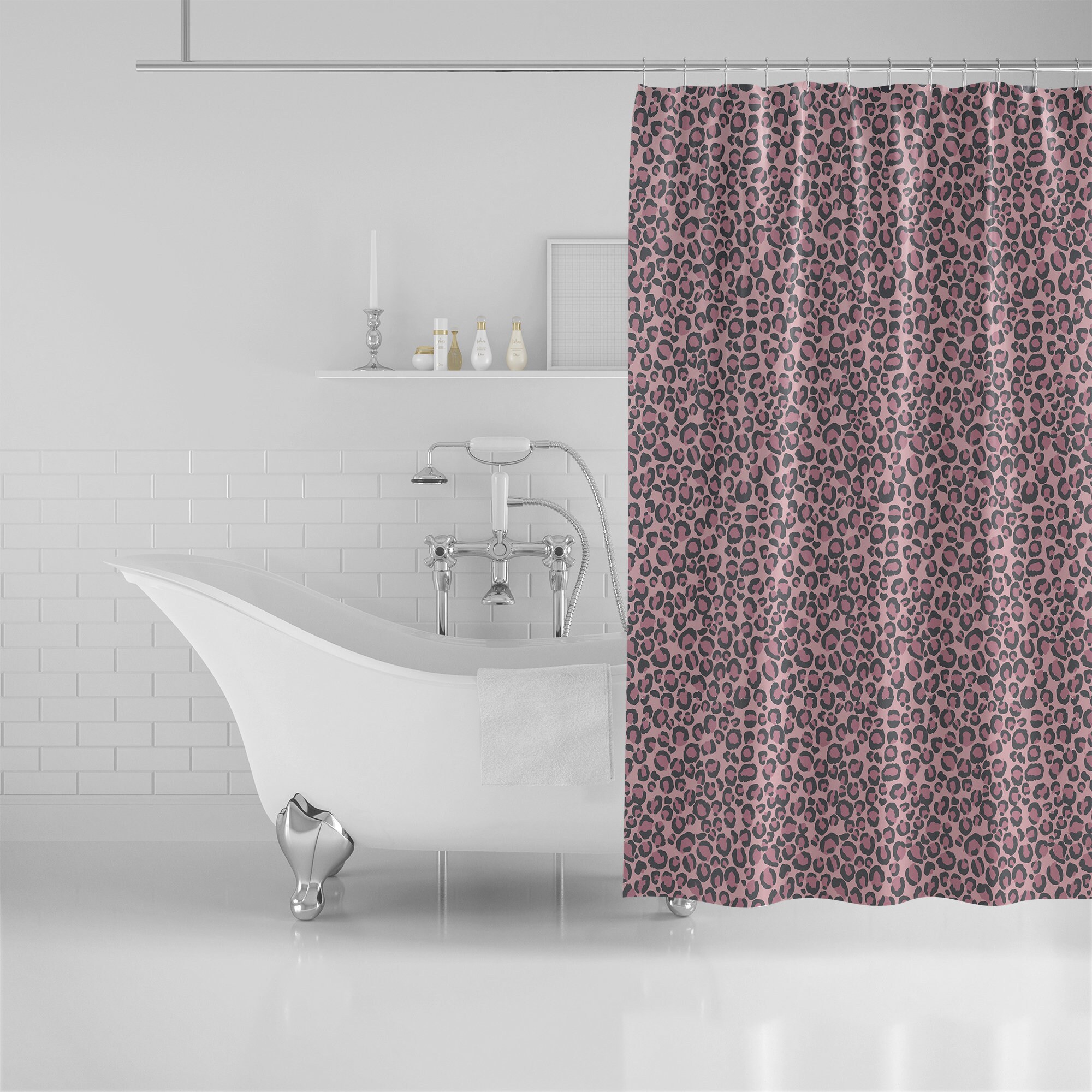 Pink Animal Print Shower Curtain for Glamorous Bathroom Decor