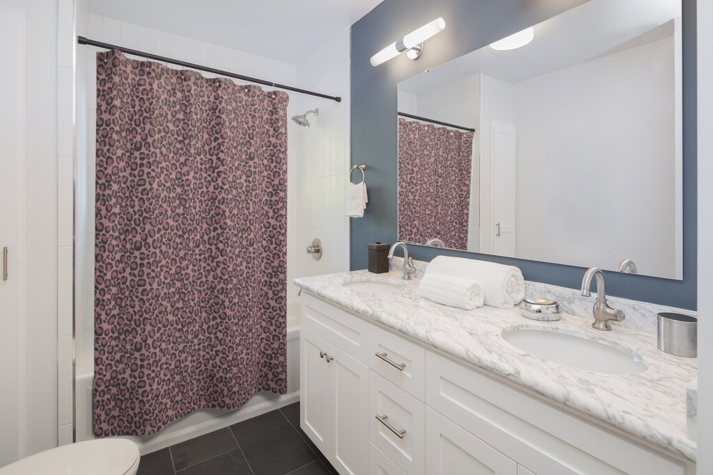 Pink Animal Print Shower Curtain for Glamorous Bathroom Decor