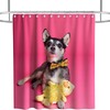 Pink Background Happy Pet Vintage Bathroom Shower Curtain Waterproof Washable Pink Yellow