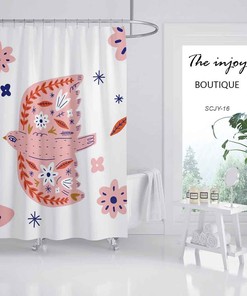 Pink Bird Flower Shower Curtain for a Fresh and Lovely Bathroom