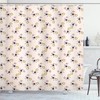 Pink Black Yellow Alice In Wonderland Shower Curtain With White Rabbit Dancing In The Sky