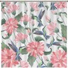 Pink Blossom with Hummingbird Shower Curtain - Watercolor Floral Bathroom Decor 