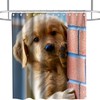 Pink Brick Wall Funny Dog Shower Curtain Ideas Waterproof Washable Pink Brown