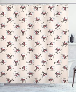 Pink Brown Red Fantasy Story Humpty Dumpty Egg Dancing Shower Curtain