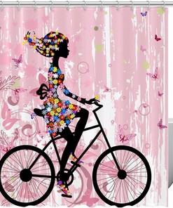 Pink Butterfly Floral Girl Shower Curtain - Cute Bathroom Decor
