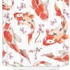 Pink Cherry Blossoms Watercolor Koi Fish Asian Shower Curtain with Traditional Japanese Painting