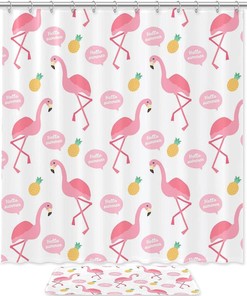 Pink Flamingo And Pineapple Summer Shower Curtain For Bathroom