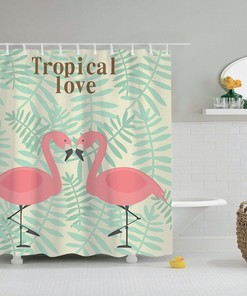 Pink Flamingo Design Shower Curtain For Animal Lovers, Cute And Modern Bathroom Decor