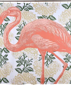 Pink Flamingo Fabric Shower Curtain by Thomas Paul