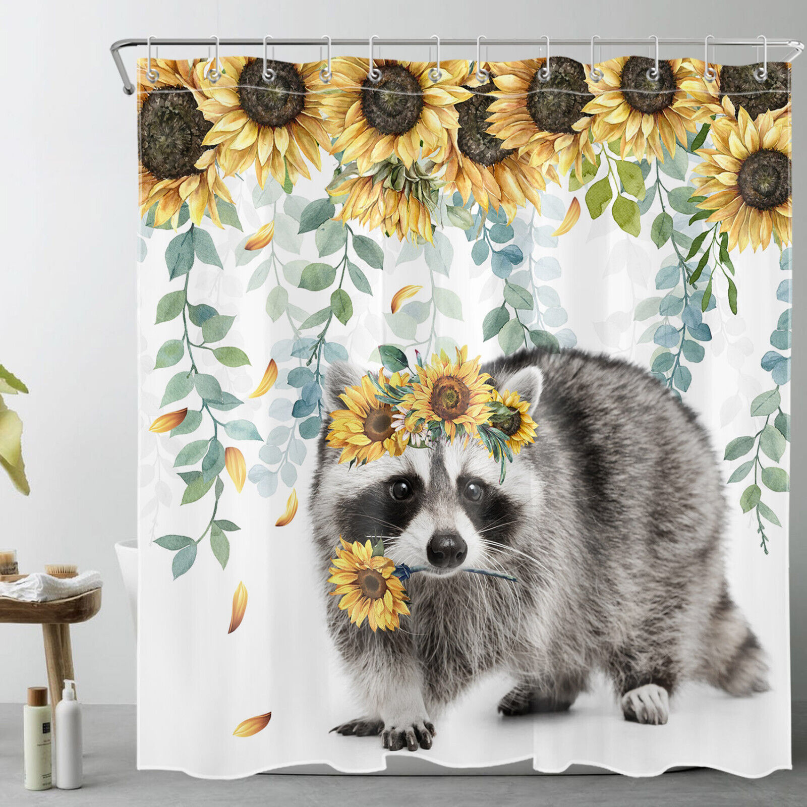 Pink Flamingo Floral Botanical Leaf Shower Curtain - Image 2