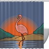 Pink Flamingo In Water With Sun And Paint Design Shower Curtain, Perfect For Modern Bathroom Decor
