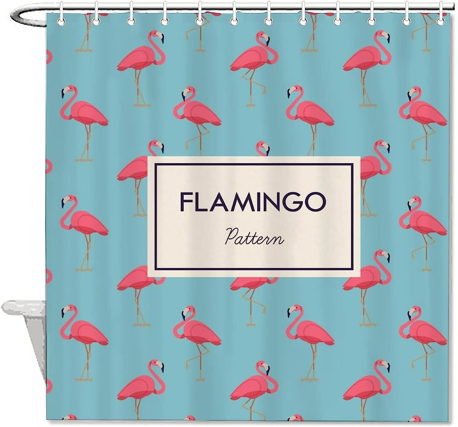 Pink Flamingo Patterned Fabric Shower Curtain for Bathroom Decor