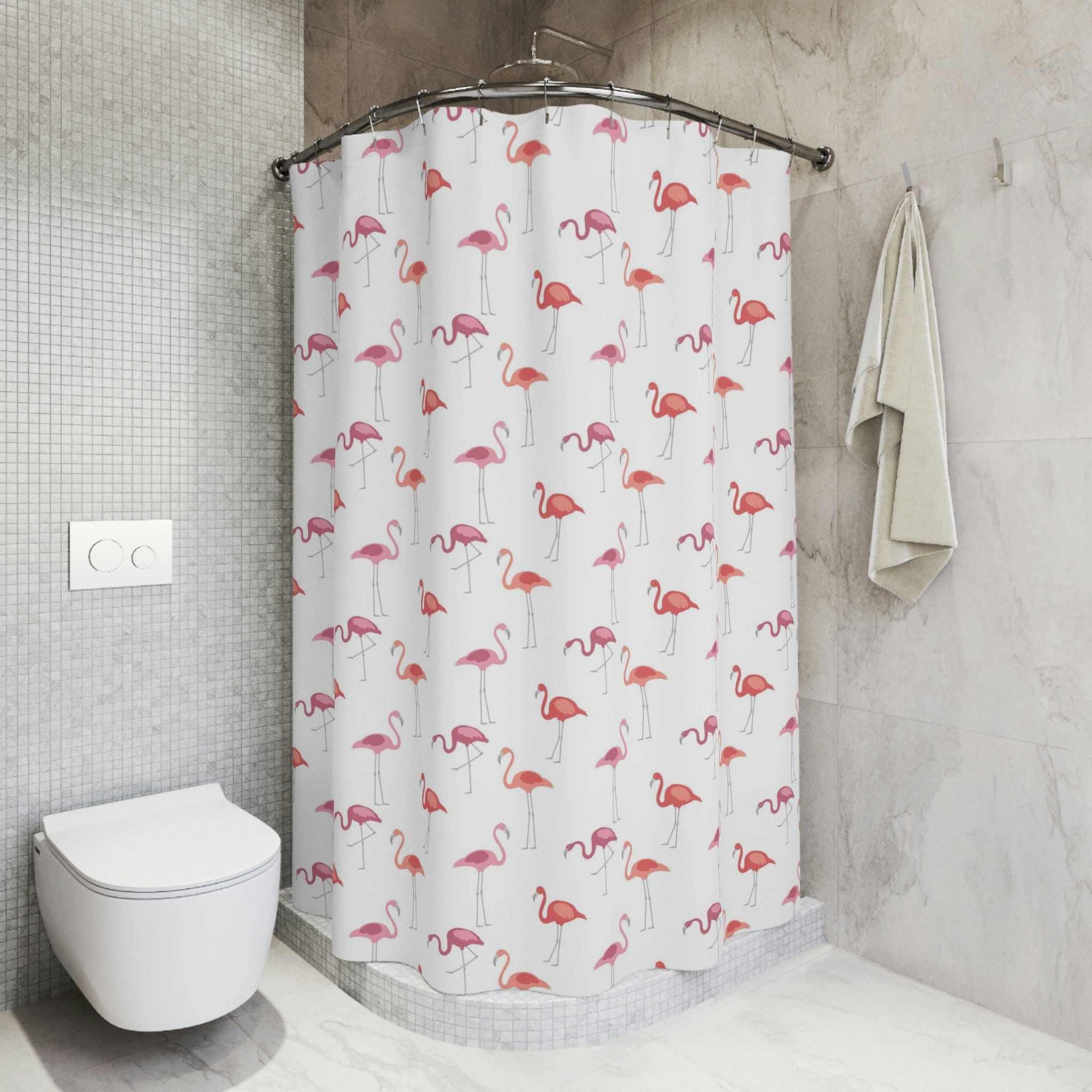 Pink Flamingo Print Shower Curtain for a Fun and Funky Bathroom
