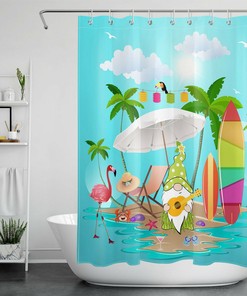 Pink Flamingo Shower Curtain For Tropical Bathroom Decor