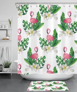 Pink Flamingo Shower Curtain With Tropical Vibes