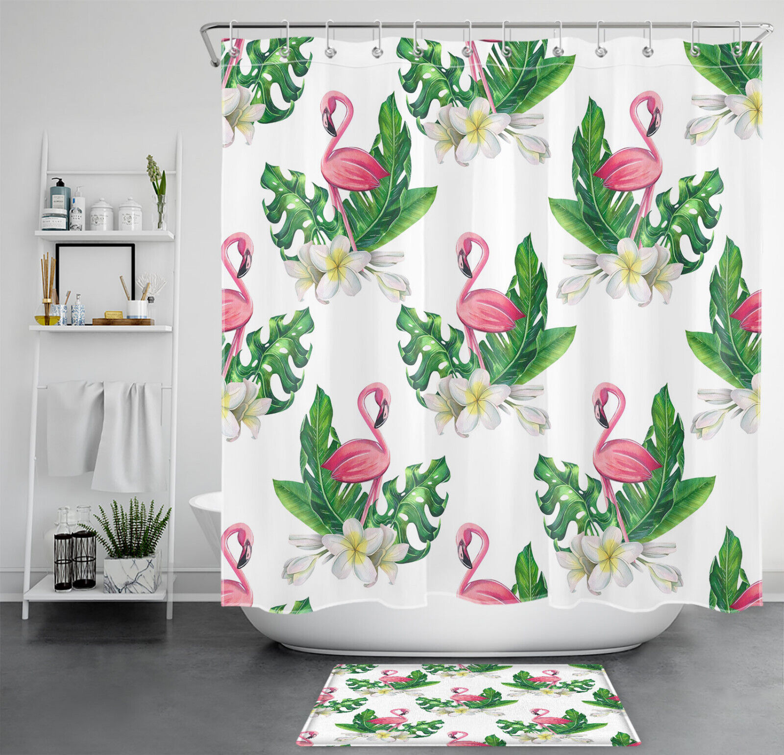 Pink Flamingo Shower Curtain With Tropical Vibes