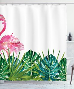 Pink Flamingo Shower Curtain for Nature Bathroom Decor