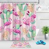 Pink Flamingo Tropical Floral Shower Curtain With Bright And Colorful Design