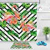 Pink Flamingo Tropical Leaves Shower Curtain for Bathroom Decor