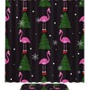 Pink Flamingo Xmas Tree And Snowflakes Print Shower Curtain For Festive Bathroom Decor